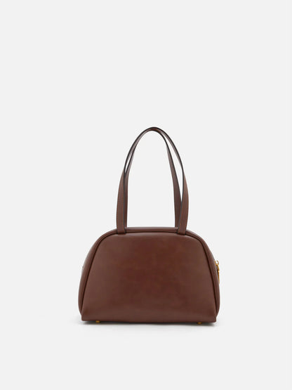 PAZZION, Danica Leather Bowling Bag, Darkbrown