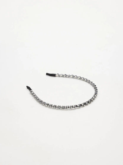 PAZZION, Dara Diamante Hair Band, Pewter