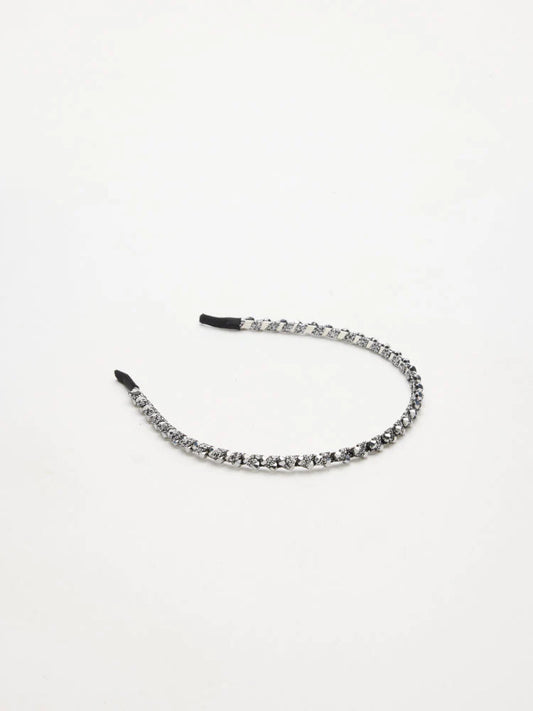 PAZZION, Dara Diamante Hair Band, Pewter