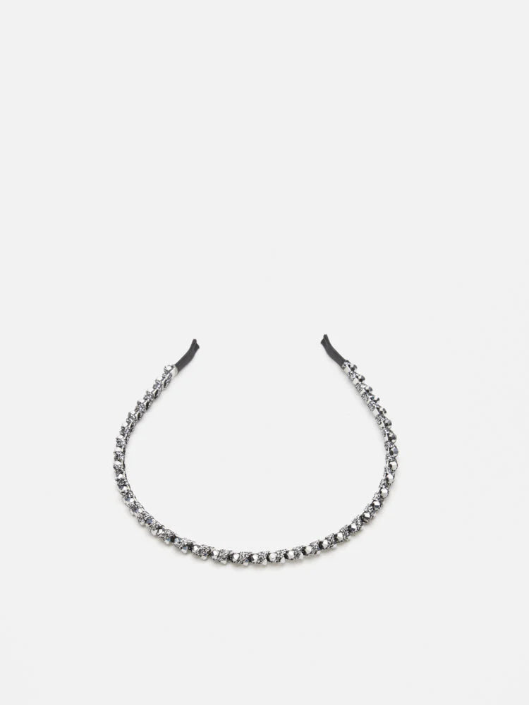 PAZZION, Dara Diamante Hair Band, Pewter