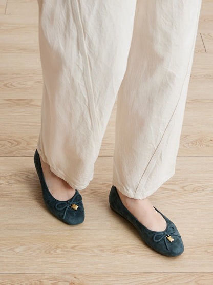 Daria 麂皮蝴蝶結平底鞋