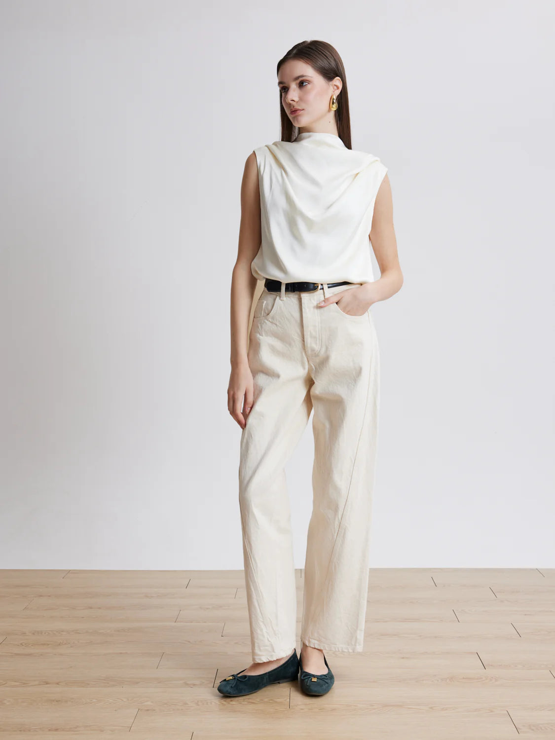 Daria 麂皮蝴蝶結平底鞋