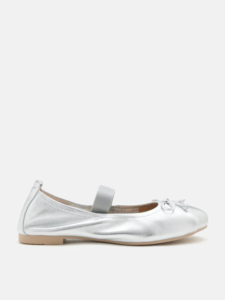 PAZZION, Delilah Bow Mary Janes, Silver