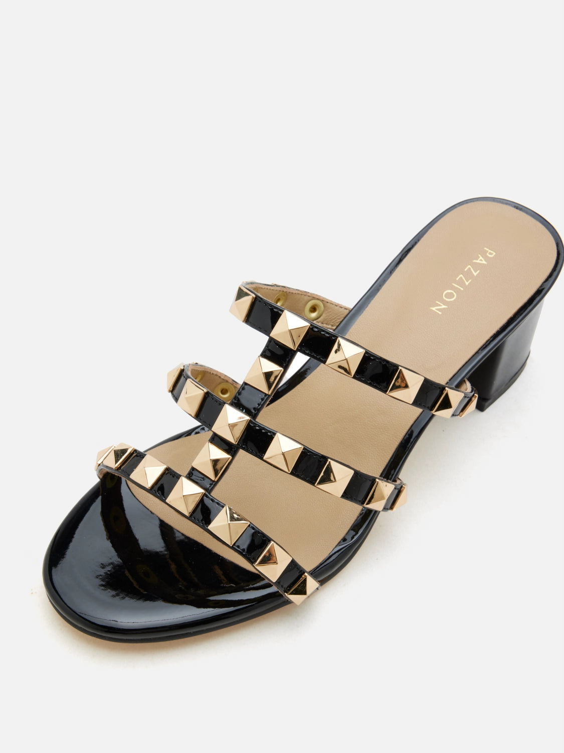 PAZZION, Dion Studded Slide Sandals, Black