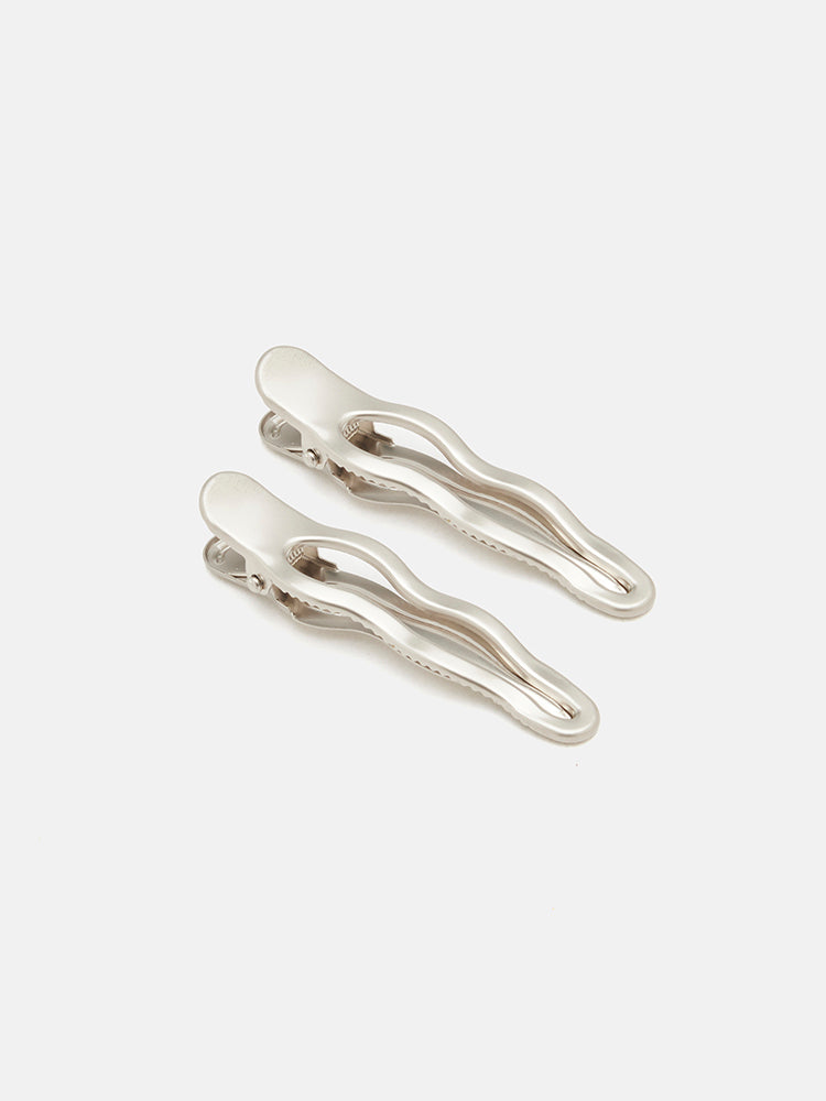 PAZZION, Drew Hollow Curve Hair Clip, Silver