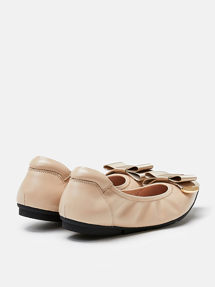 PAZZION, Elaia Point-Toe Ballerina Flats, Almond