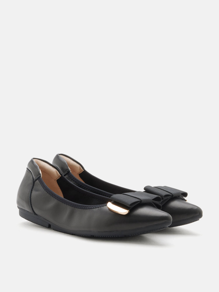 PAZZION, Elaia Point-Toe Ballerina Flats, Black