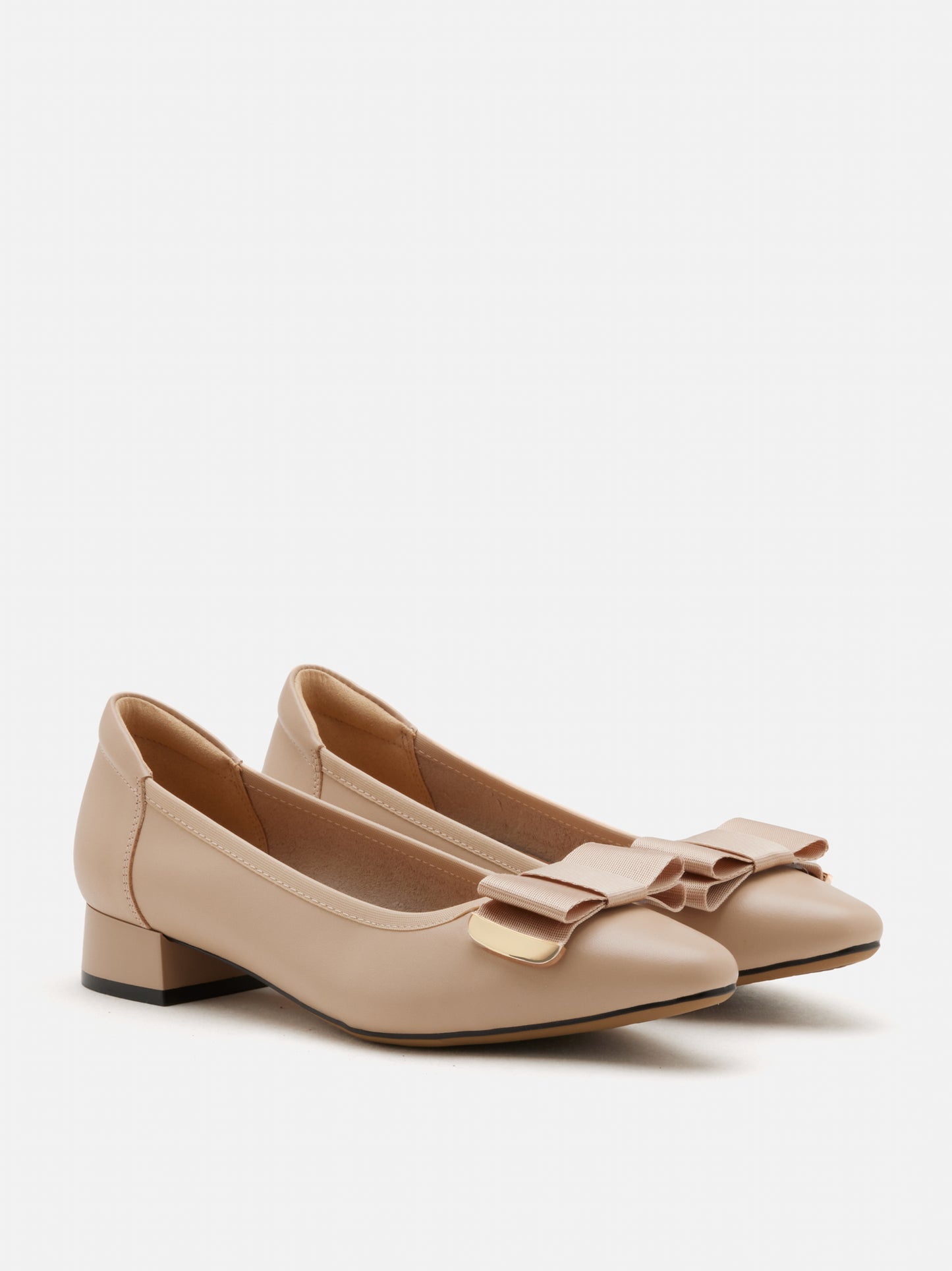 PAZZION, Elaia Point-Toe Bow Buckle Heels, Almond