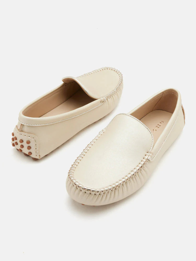 PAZZION, Elara Metallic Moccasins, Gold