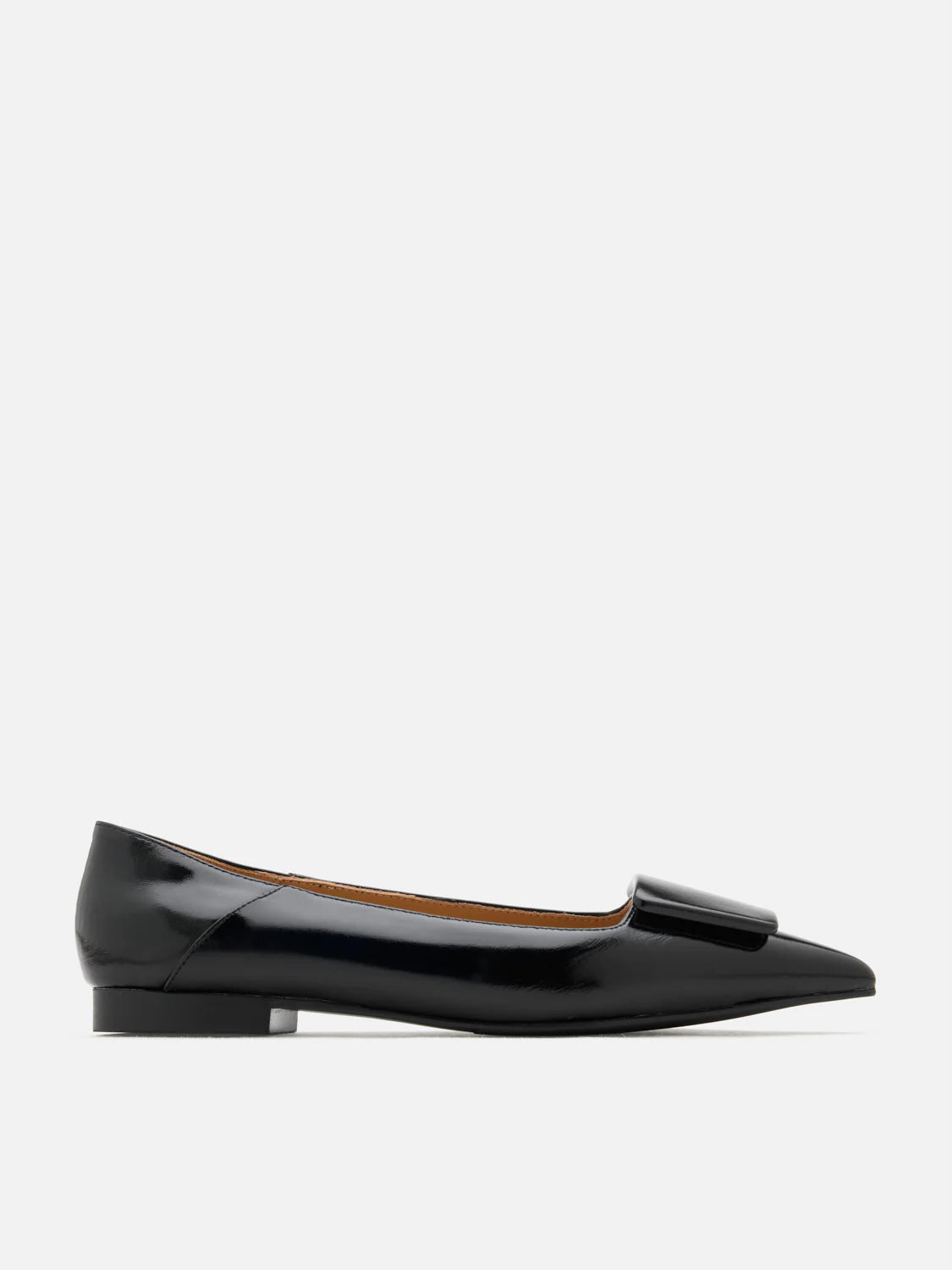PAZZION, Elie Sculpted Buckle Pointed Toe Flats, Black