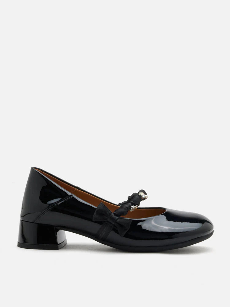 PAZZION, Ellettra Braided Strap MaryJane Heels, Black