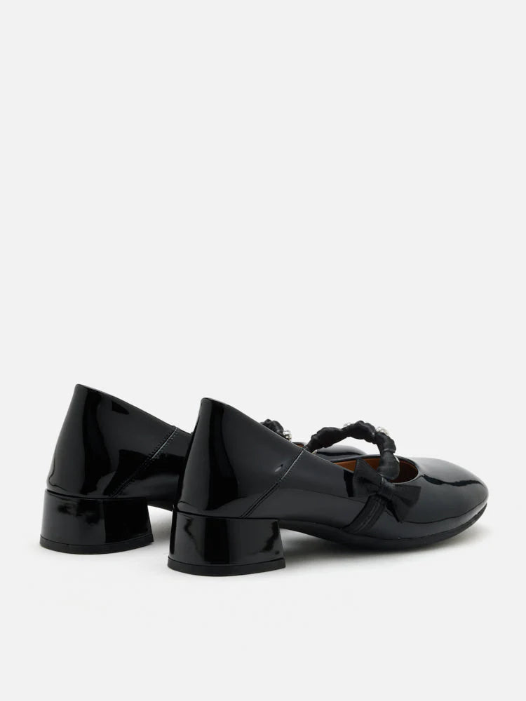 PAZZION, Ellettra Braided Strap MaryJane Heels, Black