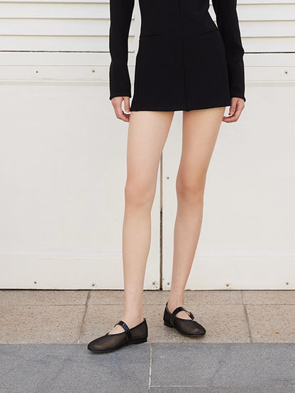 PAZZION, Ellie Mesh Buckled Mary Janes, Black