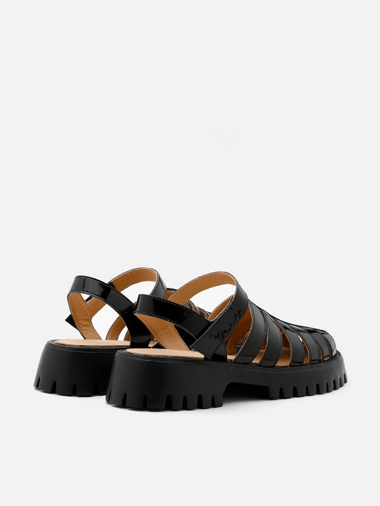 PAZZION, Elowen Cage Strap Sandals, Black