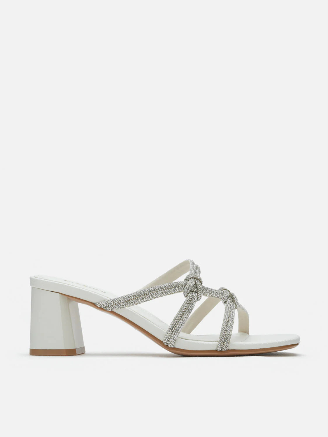 PAZZION, Ema Double Knot Crystal Sandal Heels, Beige