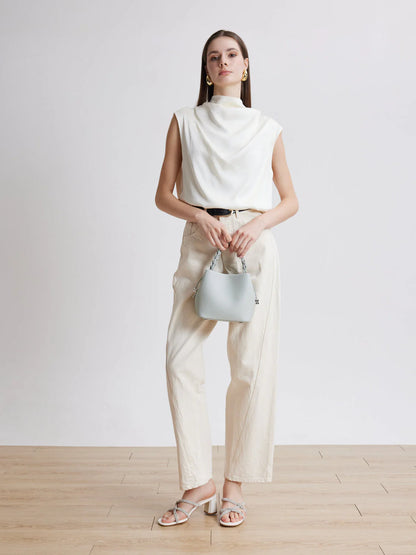 PAZZION, Ema Double Knot Crystal Sandal Heels, Beige