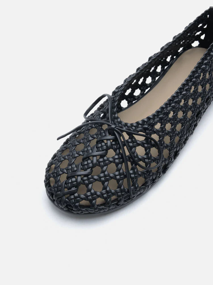 PAZZION, Enya Woven Bow Flats, Black