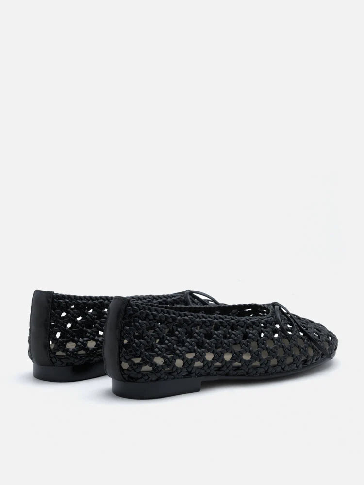 PAZZION, Enya Woven Bow Flats, Black
