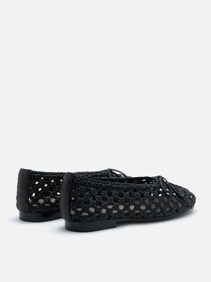PAZZION, Enya Woven Bow Flats, Black