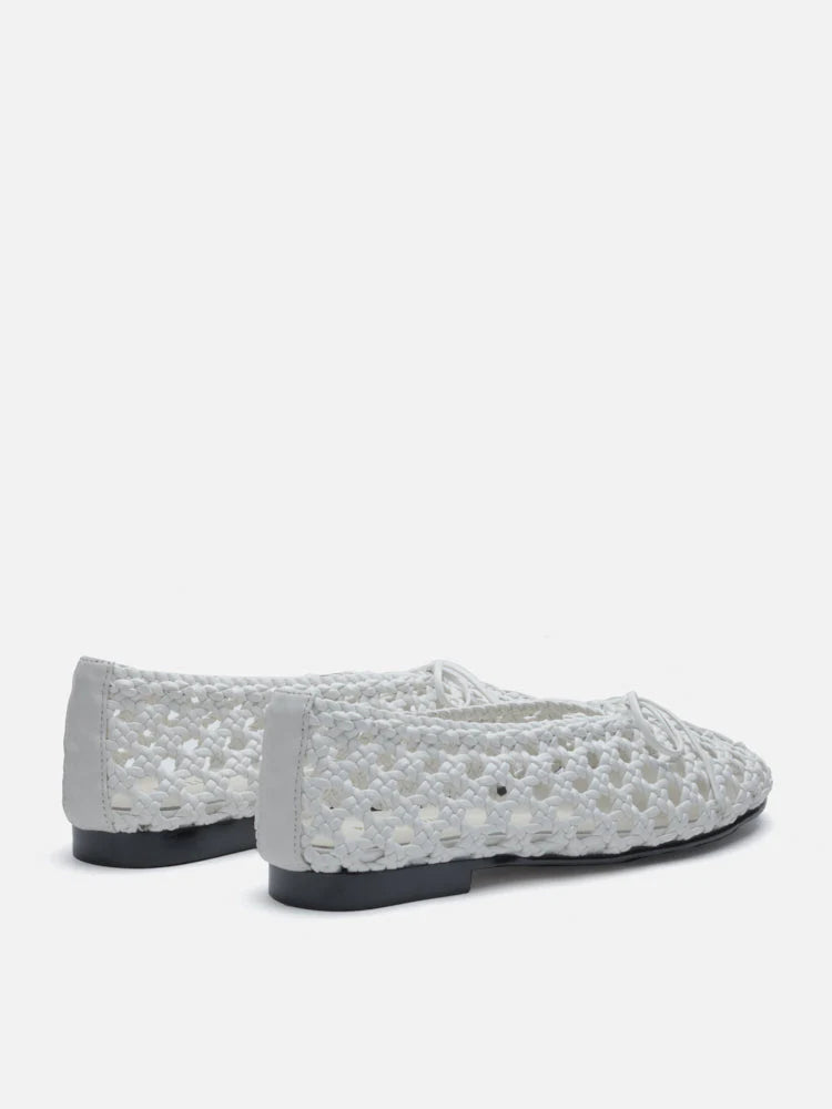 PAZZION, Enya Woven Bow Flats, White
