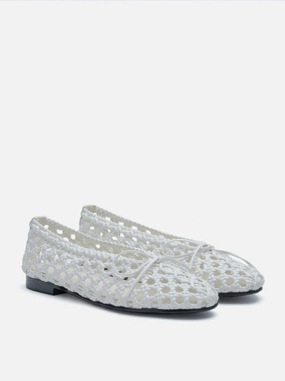 PAZZION, Enya Woven Bow Flats, White