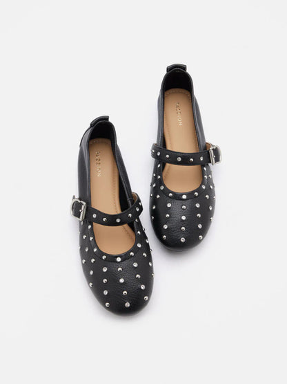 PAZZION, Enzo Studded Mary Janes, Black