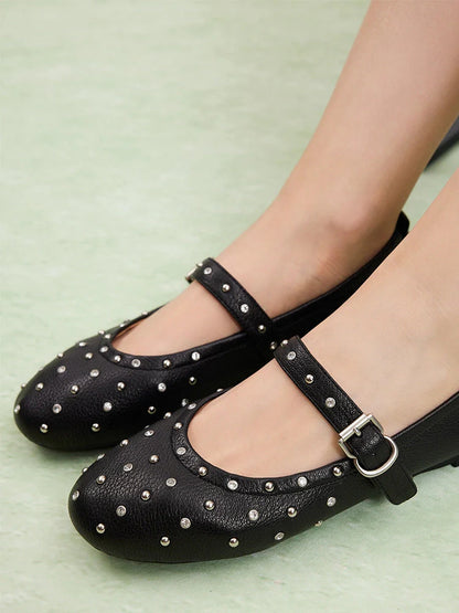 PAZZION, Enzo Studded Mary Janes, Black