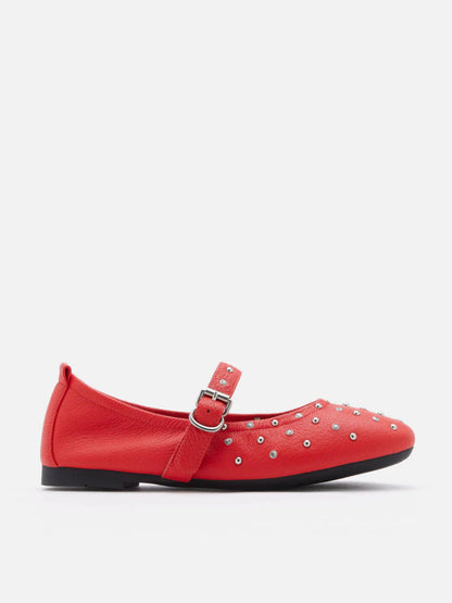 PAZZION, Enzo Studded Mary Janes, Red