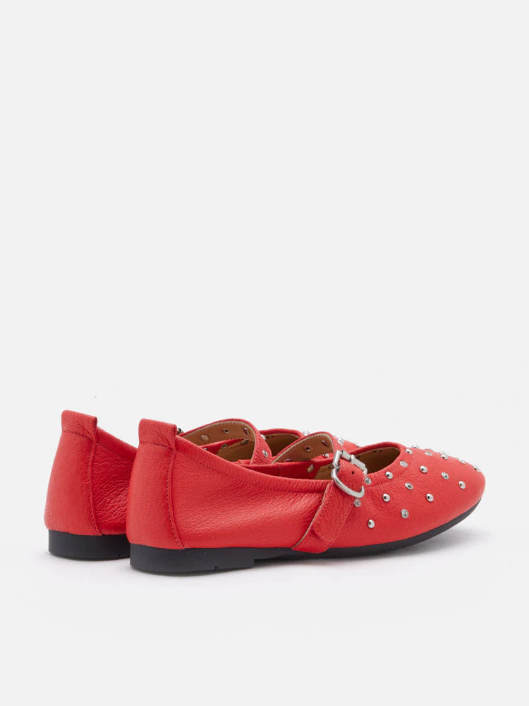 PAZZION, Enzo Studded Mary Janes, Red