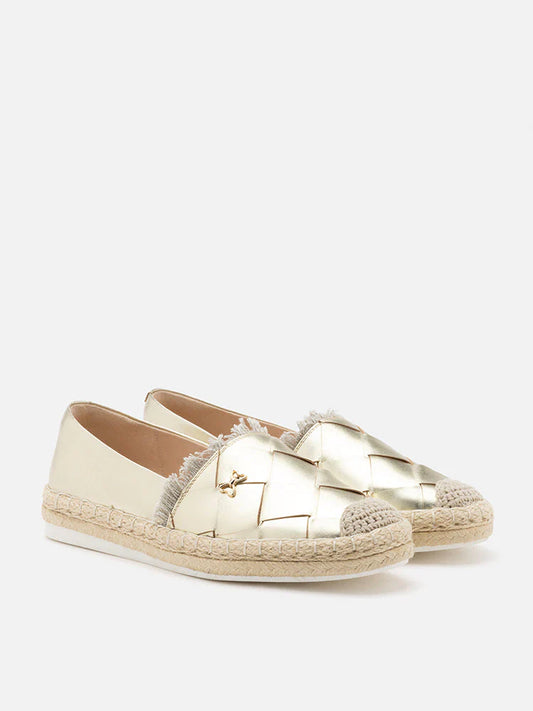 PAZZION, Esme Metallic Woven Espadrilles, Gold