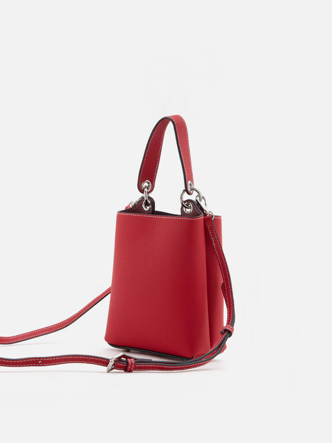 PAZZION, Estelle Leather Mini Bucket Bag, Red