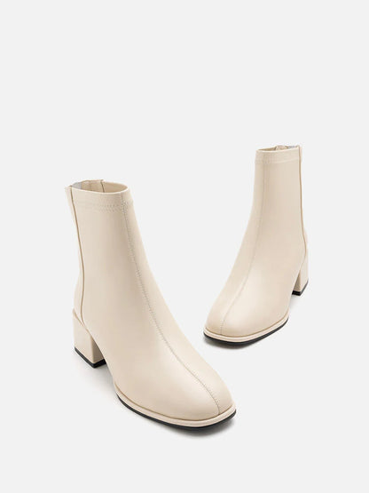 PAZZION, Fallon Leather Ankle Boots, Beige