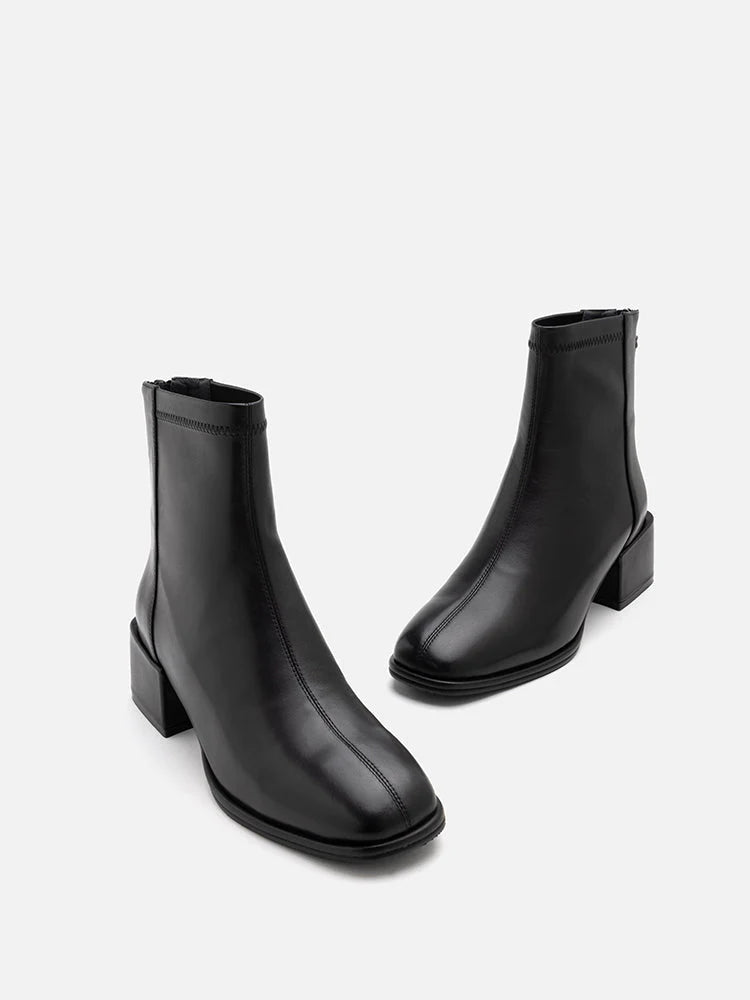 PAZZION, Fallon Leather Ankle Boots, Black