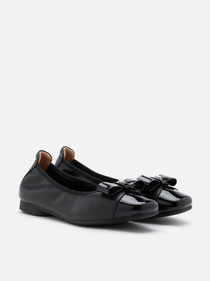 PAZZION, Fayence Patent Bow Flats, Black