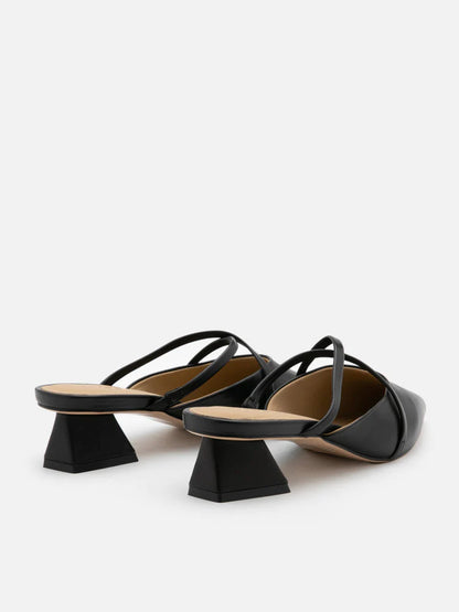 PAZZION, Felicity Strappy Pointed Toe Mules, Black