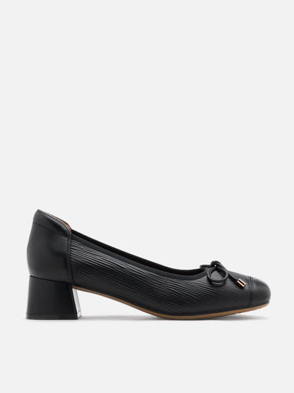 PAZZION, Fiona Bow Low Block Heels, Black