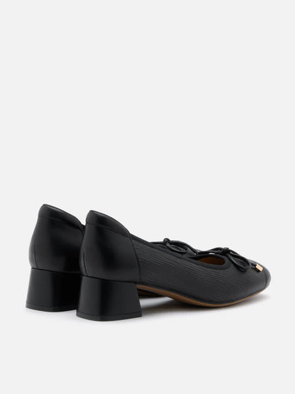 PAZZION, Fiona Bow Low Block Heels, Black