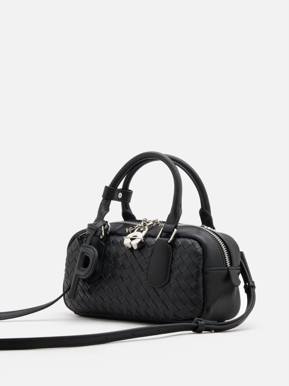 PAZZION, Fiorella Woven Leather Bag, Black