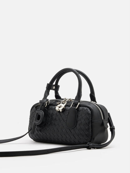 PAZZION, Fiorella Woven Leather Bag, Black