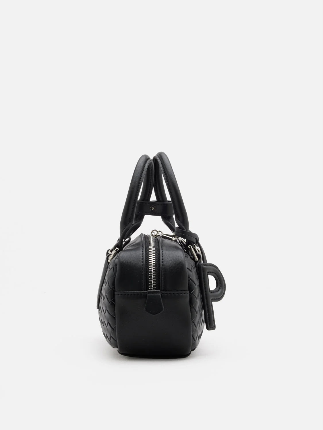 PAZZION, Fiorella Woven Leather Bag, Black