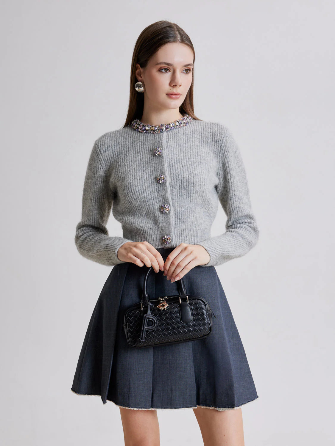 PAZZION, Fiorella Woven Leather Bag, Black