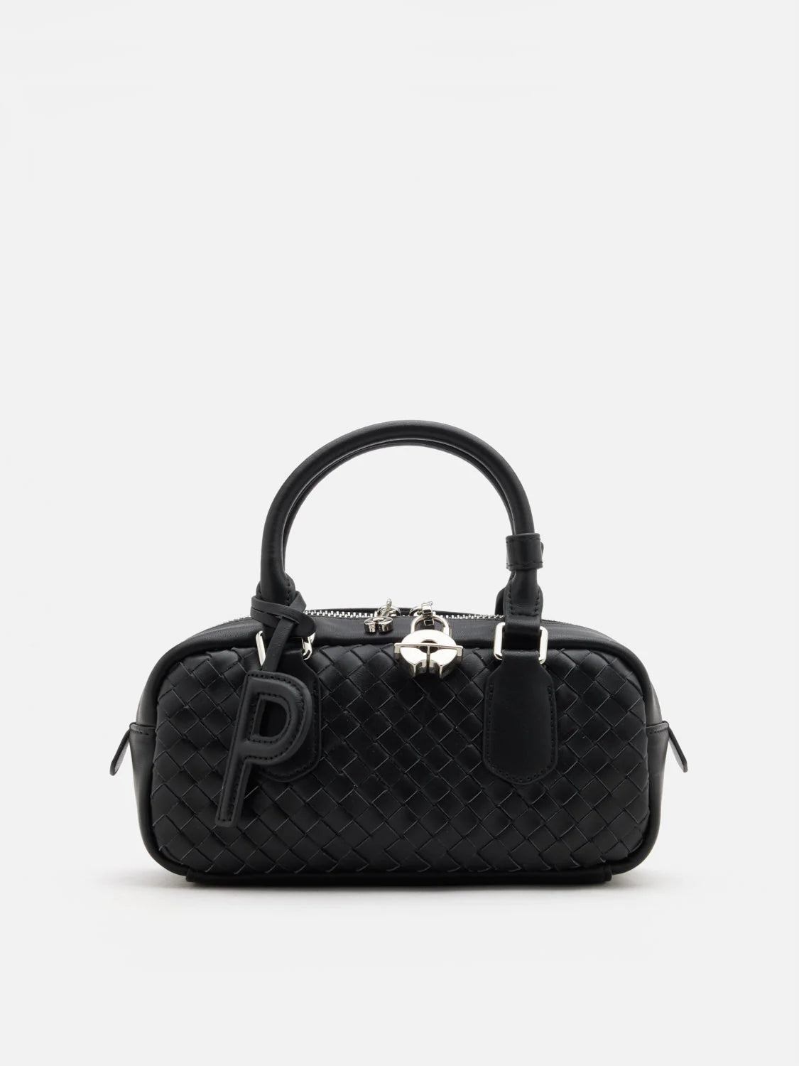 PAZZION, Fiorella Woven Leather Bag, Black