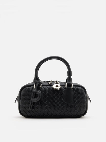 PAZZION, Fiorella Woven Leather Bag, Black
