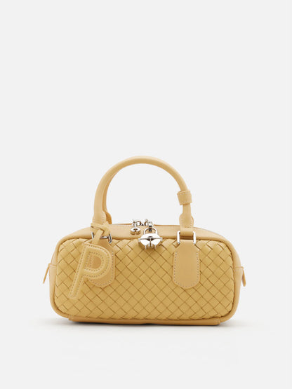 PAZZION, Fiorella Woven Leather Bag, Yellow