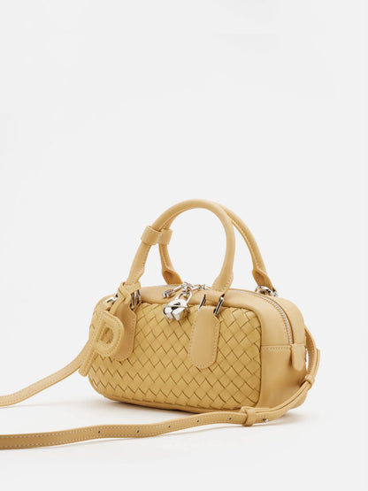 PAZZION, Fiorella Woven Leather Bag, Yellow