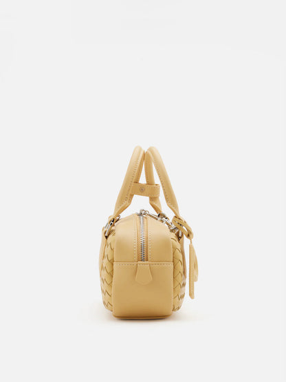 PAZZION, Fiorella Woven Leather Bag, Yellow