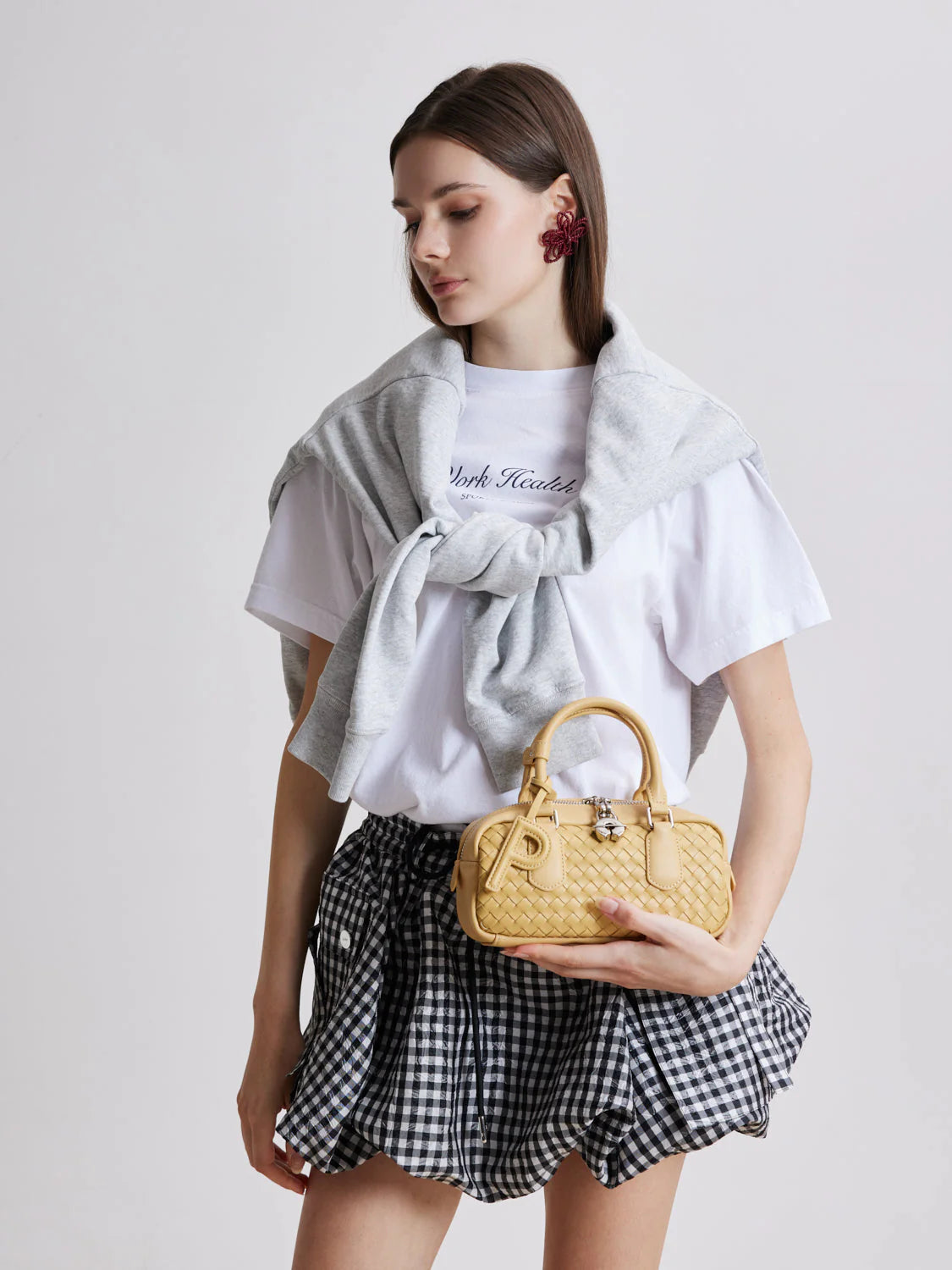 PAZZION, Fiorella Woven Leather Bag, Yellow