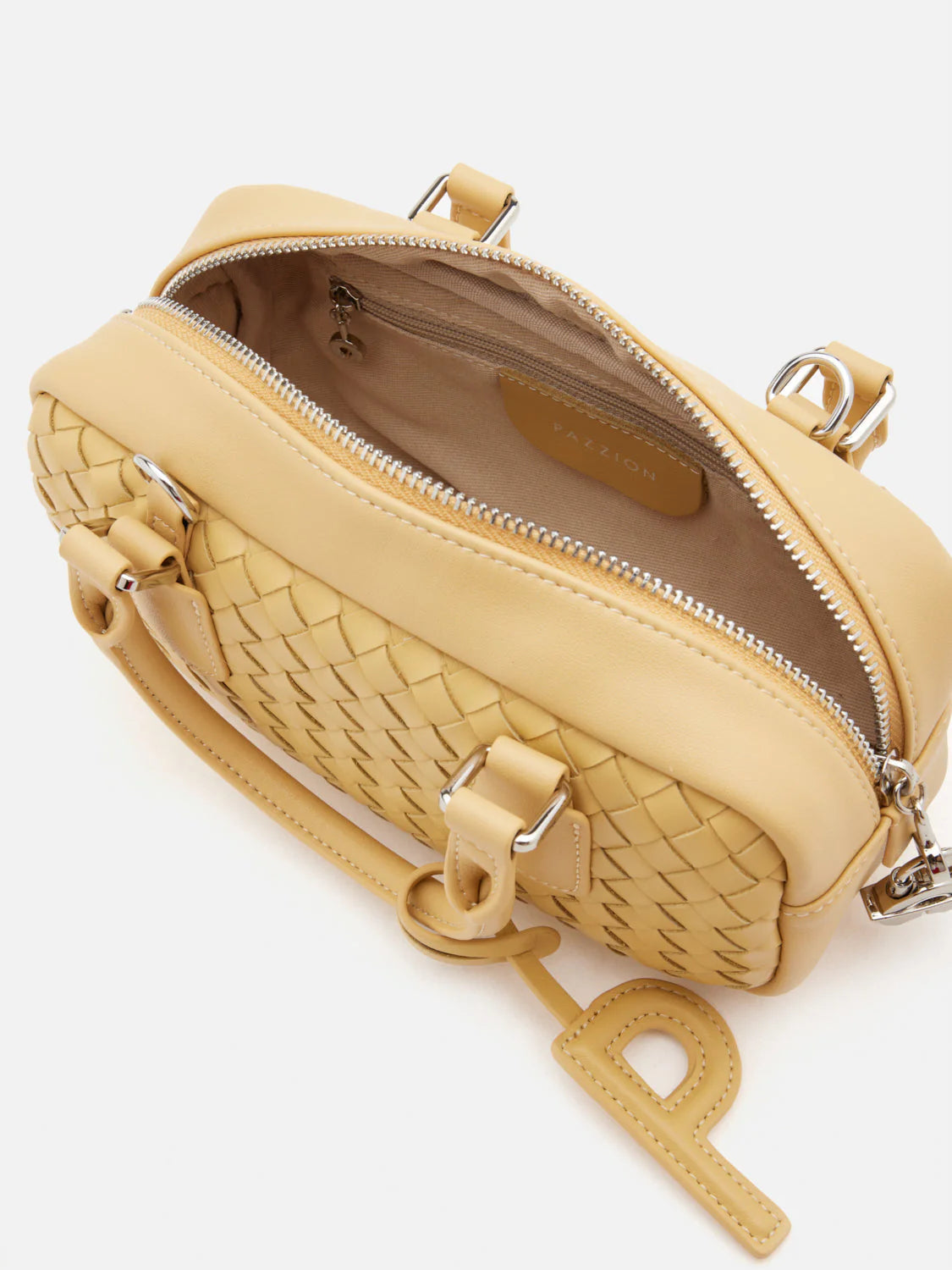 PAZZION, Fiorella Woven Leather Bag, Yellow