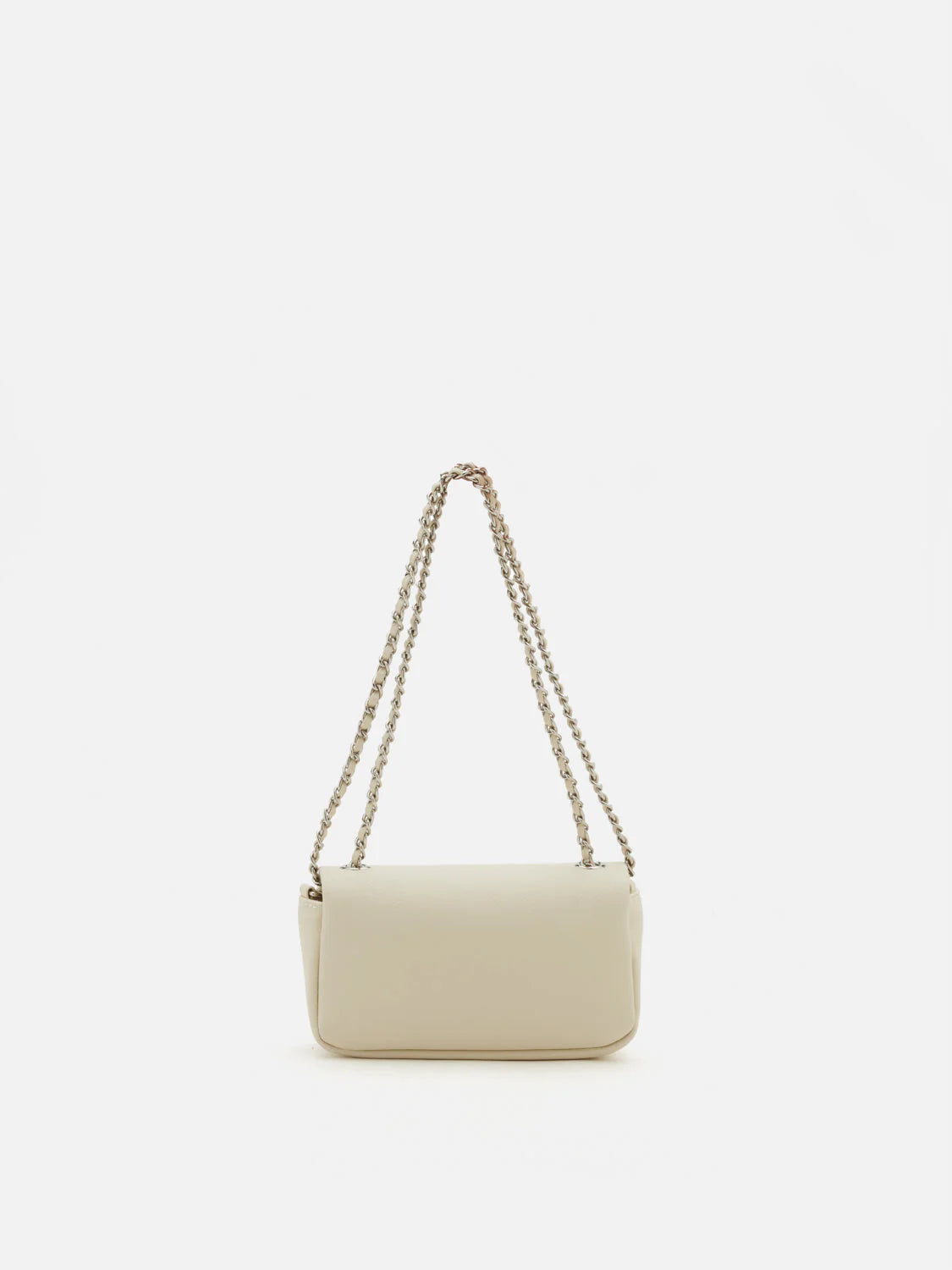 PAZZION, Fleur Raffia Leather Chained Crossbody Bag, Beige