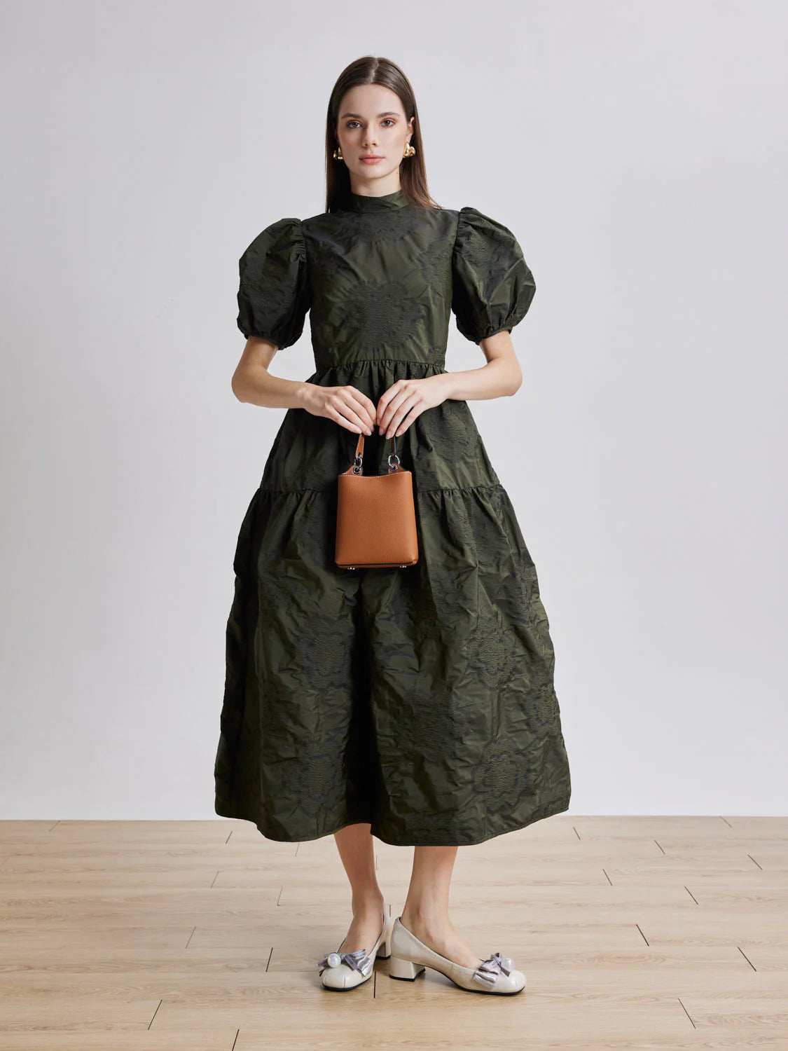 PAZZION, Florianna Ribbon and Pearl Low Block Heels, Beige